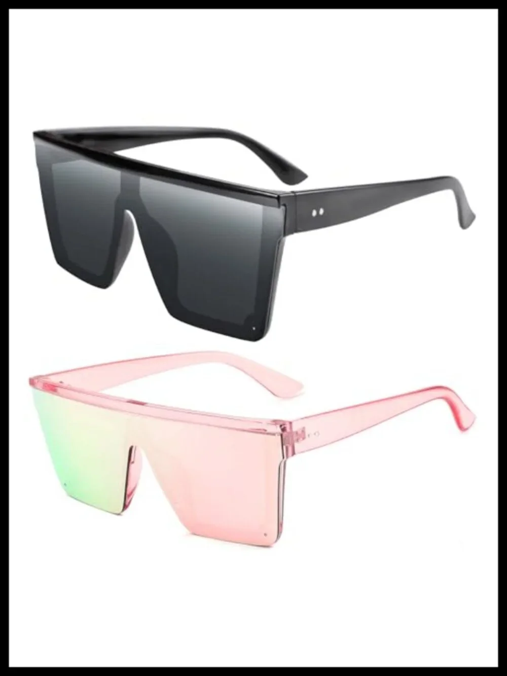 Oversized Flat Top Square Sunglasses UV400 Protection Unisex